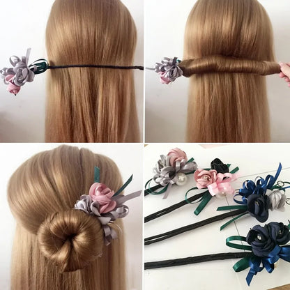 Elegant Woman Flower Donuts Twist Headband