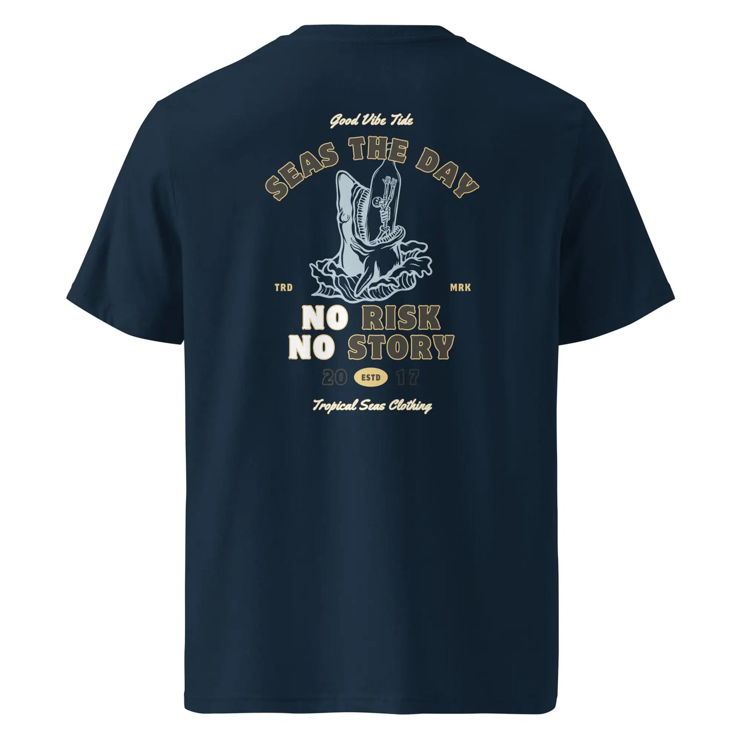 No Risk No Story Seas the Day - Shark Organic Cotton T-Shirt