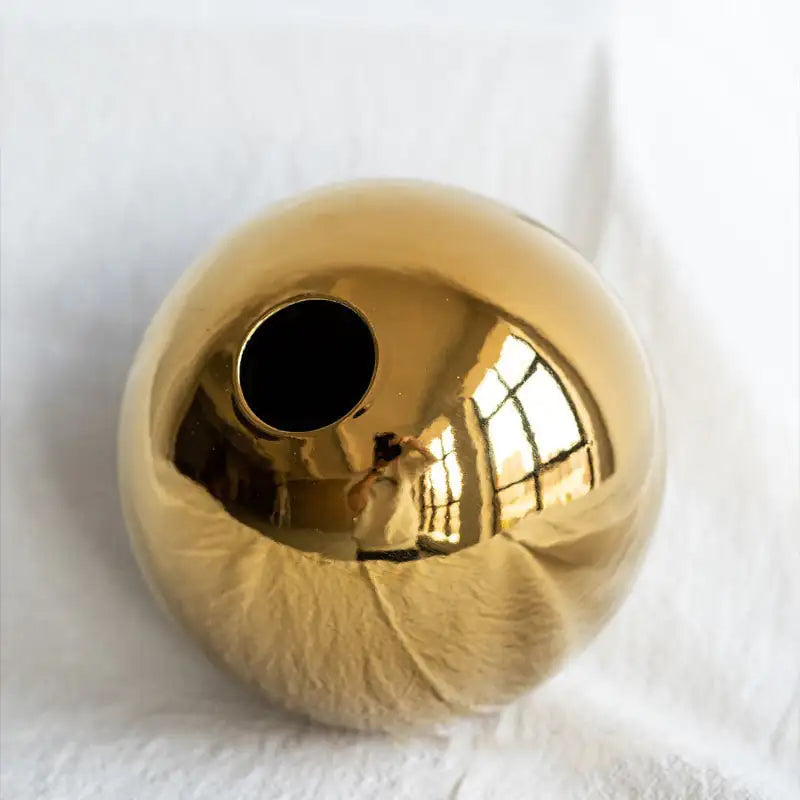 Golden Ceramic Round Ball Vase