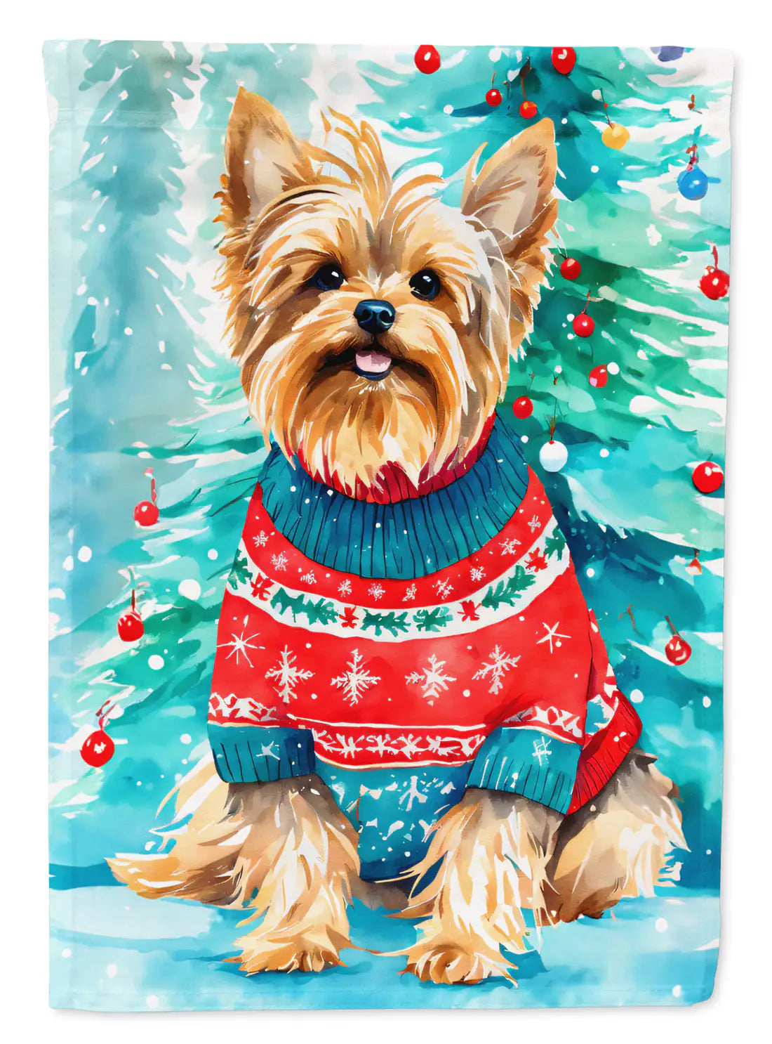 Yorkshire Terrier Yorkie Christmas House Flag