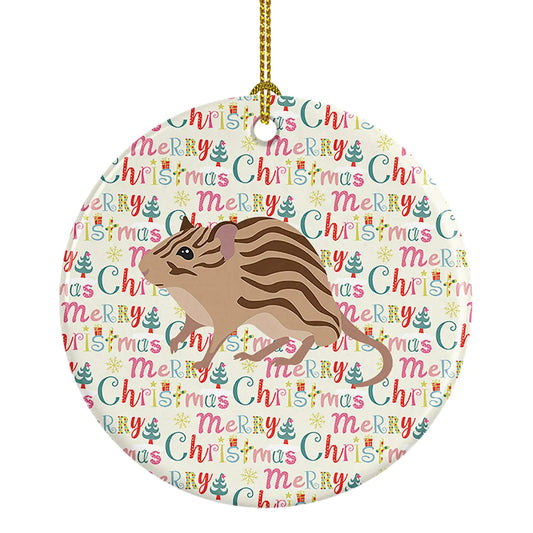 Zebra Mouse Christmas Ceramic Ornament