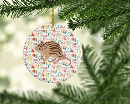 Zebra Mouse Christmas Ceramic Ornament