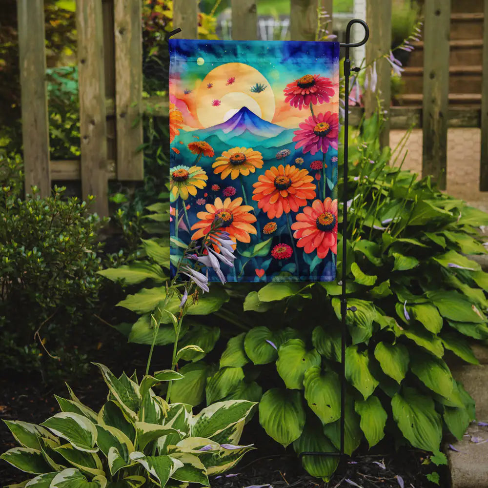 Zinnias in Color Garden Flag