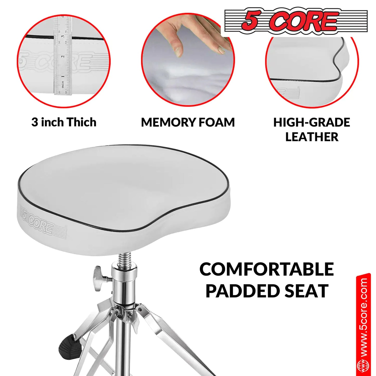 5Core Drum Throne Padded Guitar Stool Saddle Drummer Seat for Adults & Kids