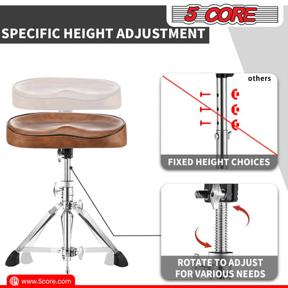 5Core Drum Throne Padded Guitar Stool Saddle Drummer Seat for Adults & Kids