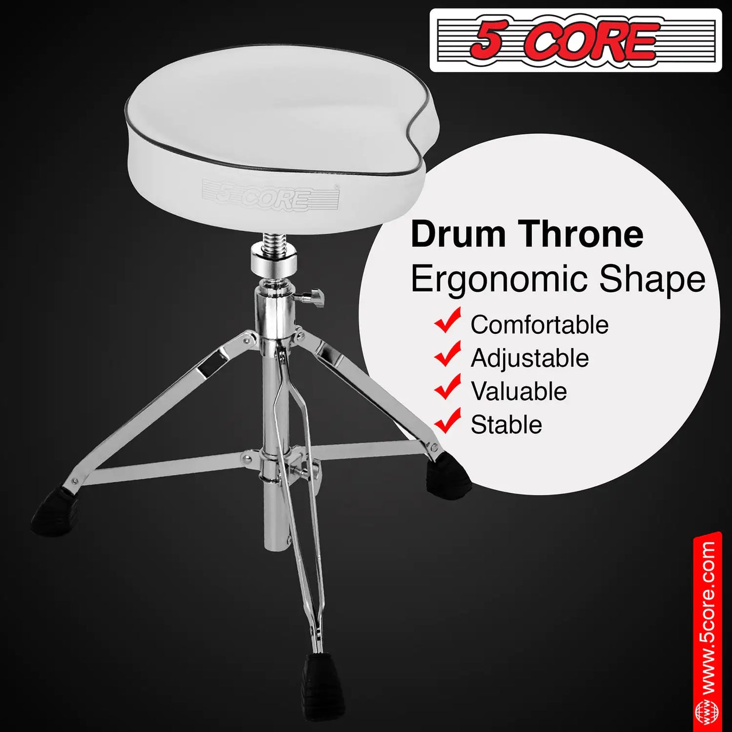 5Core Drum Throne Padded Guitar Stool Saddle Drummer Seat for Adults & Kids